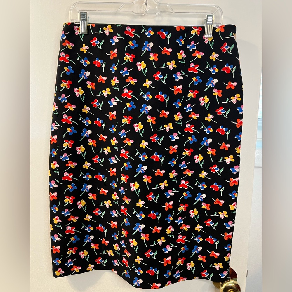 Philosophy Black Midi Skirt with Colorful Floral Design